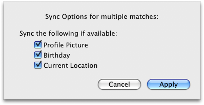 AddressBookSync Sync Options